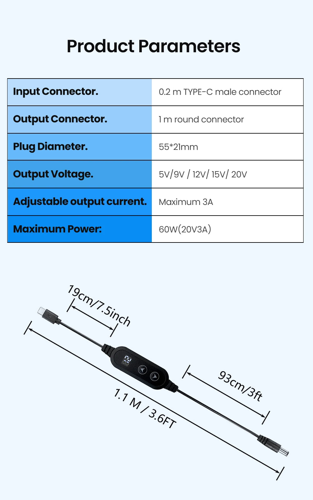 Type C To DC Power Boost Cable 5V/9V/12V/15V/20V Boost Line 8 Adapters USB C To DC Jack Connector Fast Charging For Wifi Router