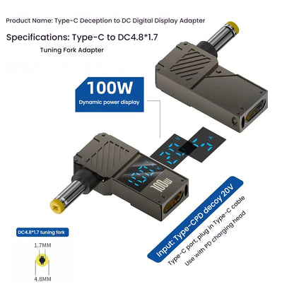 PD 100W Laptop Power Charger Supply Adapter 5A 20V Connector Female Type-C To DC Male Jack Plug Converter For Lenovo/HP/DELL
