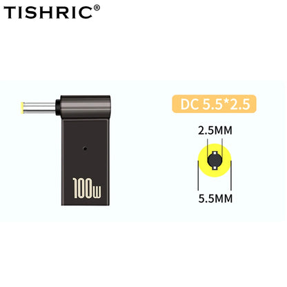 PD 100W Laptop Power Charger Supply Adapter 5A 20V Connector Female Type-C To DC Male Jack Plug Converter For Lenovo/HP/DELL