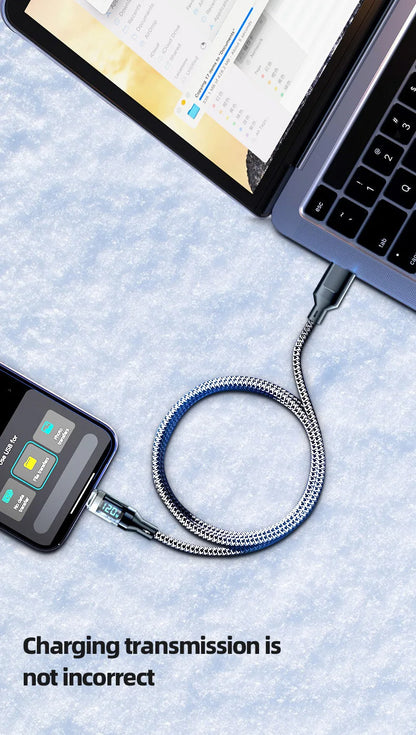 OOZCC LCD Watt Display Cable, Max 120W Super Fast Charging USB Type C Cable Data Transfer, USB A to Lightning for IPhone14 Pro