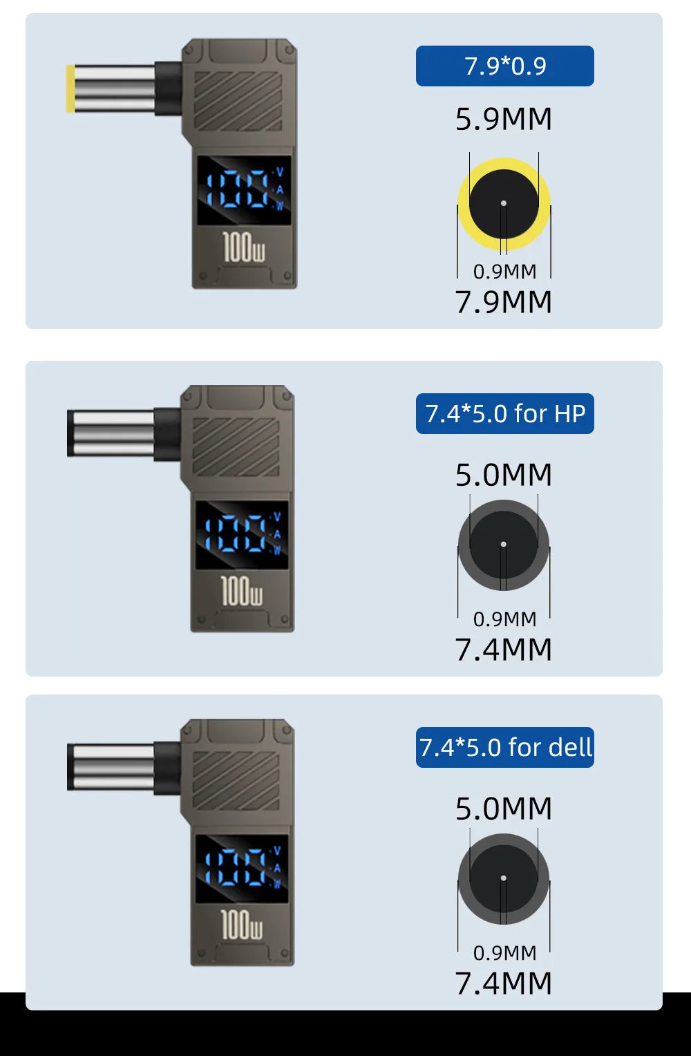 PD 100W Laptop Power Charger Supply Adapter 5A 20V Connector Female Type-C To DC Male Jack Plug Converter For Lenovo/HP/DELL