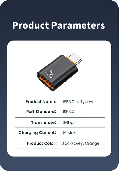10A OTG USB 3.0 To Type C Adapter USB Female To Type c Male Fast Charging adadpter OTG USB C For Xiaomi Samsung Laptop PC