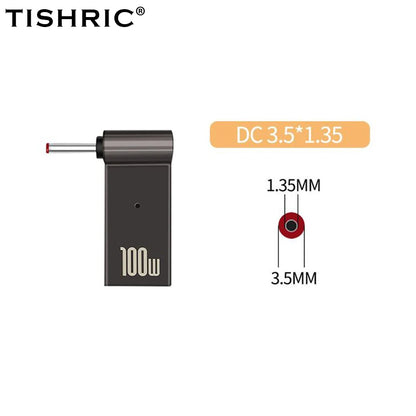 PD 100W Laptop Power Charger Supply Adapter 5A 20V Connector Female Type-C To DC Male Jack Plug Converter For Lenovo/HP/DELL