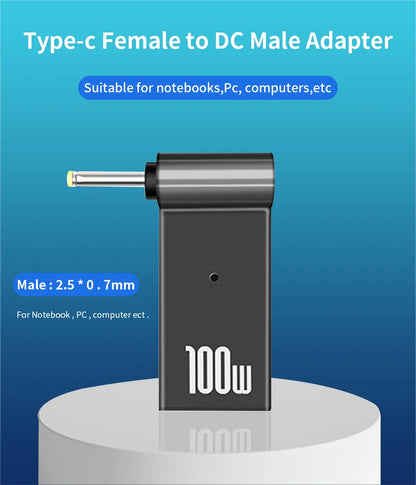 PD 100W Laptop Power Charger Supply Adapter 5A 20V Connector Female Type-C To DC Male Jack Plug Converter For Lenovo/HP/DELL