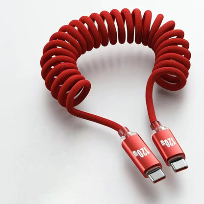 NNBILI 120W Car Type C to USB C Fast Charging For iPhone 17 16 USB A To Type C Spring Telescopic Cable For Samsung Xiaomi Huawei