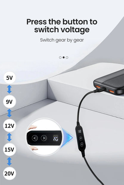 Type C To DC Power Boost Cable 5V/9V/12V/15V/20V Boost Line 8 Adapters USB C To DC Jack Connector Fast Charging For Wifi Router