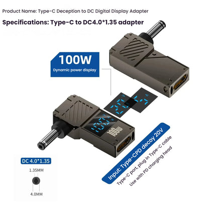 PD 100W Laptop Power Charger Supply Adapter 5A 20V Connector Female Type-C To DC Male Jack Plug Converter For Lenovo/HP/DELL