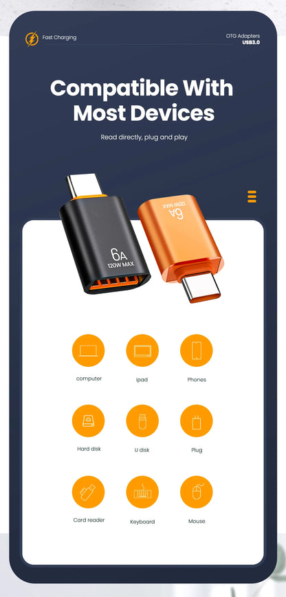 10A OTG USB 3.0 To Type C Adapter USB Female To Type c Male Fast Charging adadpter OTG USB C For Xiaomi Samsung Laptop PC