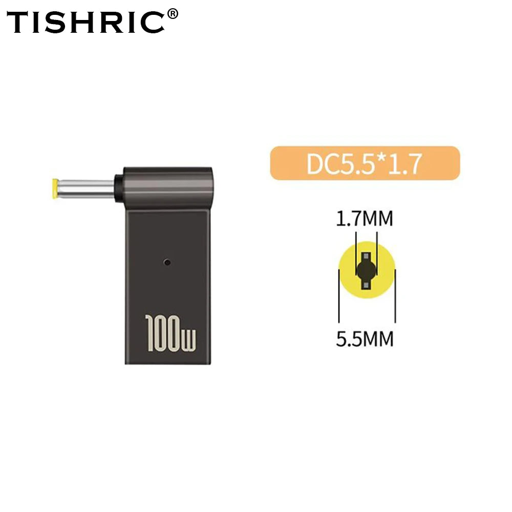PD 100W Laptop Power Charger Supply Adapter 5A 20V Connector Female Type-C To DC Male Jack Plug Converter For Lenovo/HP/DELL