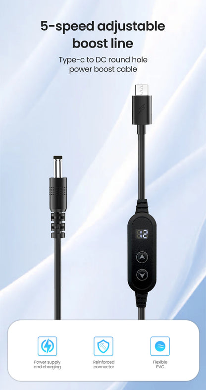 Type C To DC Power Boost Cable 5V/9V/12V/15V/20V Boost Line 8 Adapters USB C To DC Jack Connector Fast Charging For Wifi Router