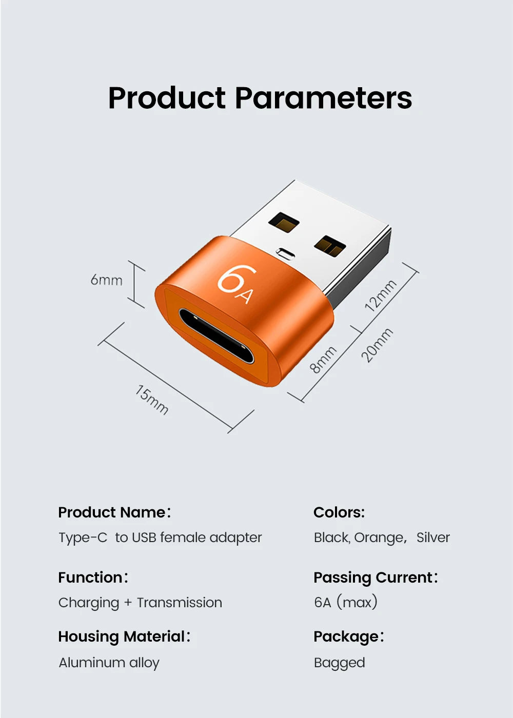 10A OTG USB 3.0 To Type C Adapter USB Female To Type c Male Fast Charging adadpter OTG USB C For Xiaomi Samsung Laptop PC